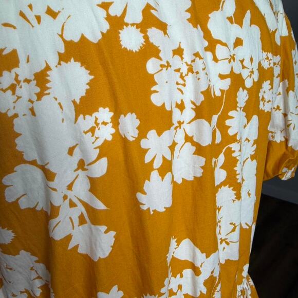 Mi Ami for Francesca’s Mustard Floral Babydoll Milkmaid Dress Cottagecore - Picture 6 of 8